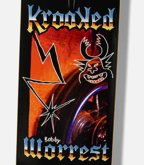 Krooked Worrest Charm Slik Twin Skateboard Deck Black 8.3 wb14.4