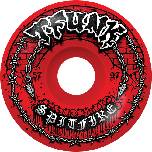 SPITFIRE FUNKHOUSER F4 97A RADIAL FULL RAW 56MM RED WHEELS SET