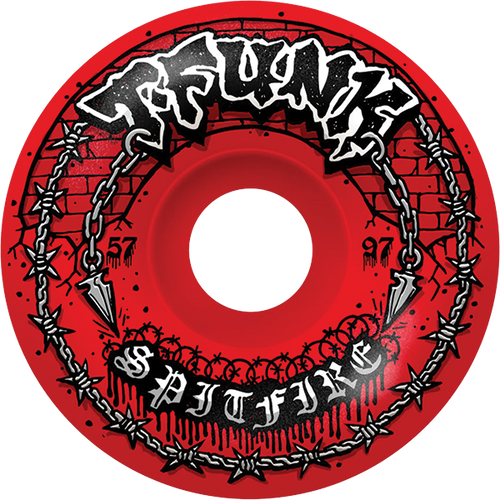 SPITFIRE FUNKHOUSER F4 97A RADIAL FULL RAW 57MM RED WHEELS SET