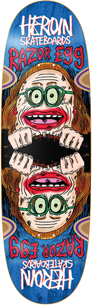 HEROIN AUNTIE RAZOR EGG SKATEBOARD DECK-9.75 w/ grip