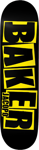BAKER CAROZZI BRAND LOGO DANGER SKATEBOARD DECK-8.0 YELLOW w/ grip