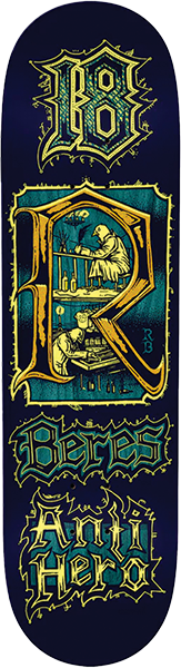 ANTI HERO BERES MEDIEVAL SKATEBOARD DECK-8.5 NAVY