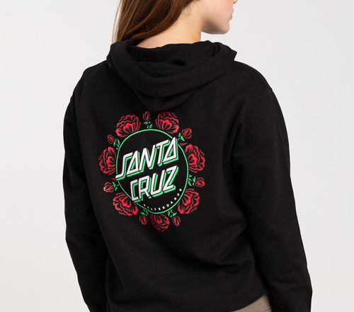 Santa Cruz Rose Dot Hoodie Womens Black Red
