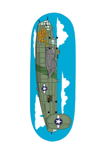 Red Wolf Bomber Shaped Fingerboard Deck Blue 34.4 x 94 RSS