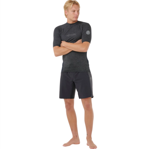 Rip Curl Down Patrol UPF Performance Rashguard SS Black Marle