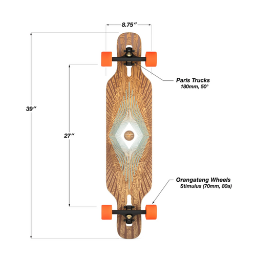 Loaded Tan Tien Flex 2 Skateboard Complete Brown 8.75x39"
