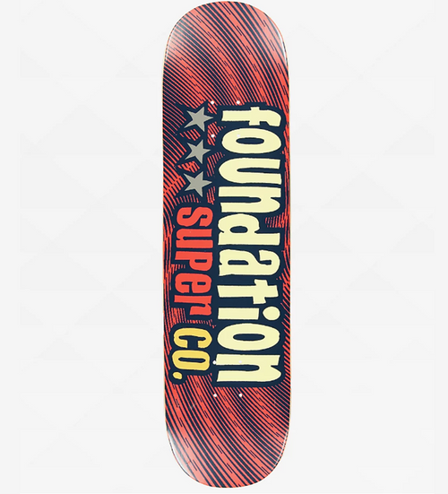 Foundation 3 Star Skateboard Deck Red 8.13x14.2WB