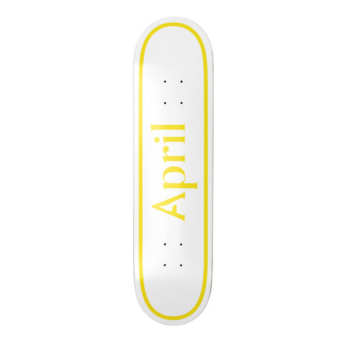 April OG Logo Twin Skateboard Deck Yellow White 8.25x14WB