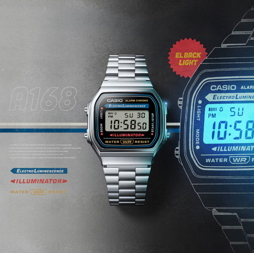 CASIO A168WA-1Q Watch Silver