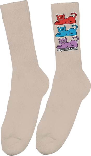 TOY MACHINE TRIPLE CAT CREW SOCKS TAN 1pr