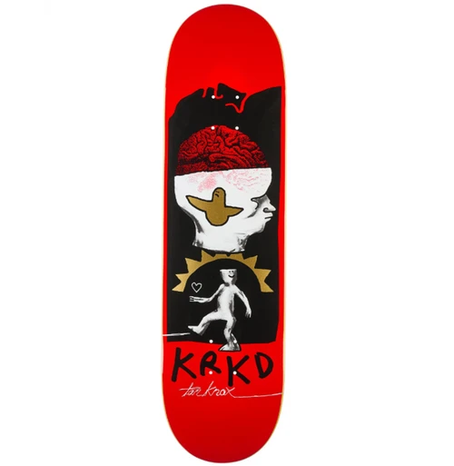 Krooked Knox Brain and Bird Skateboard Deck Red Black 8.5x14.38WB