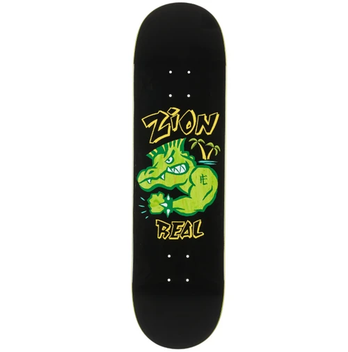 Real Zion Bad Gator Skateboard Deck Black Green 8.5x14.25WB