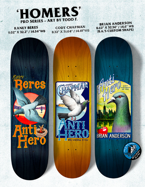 Anti Hero Chapman Homers Skateboard Deck Natural Navy 8.32x14.18WB
