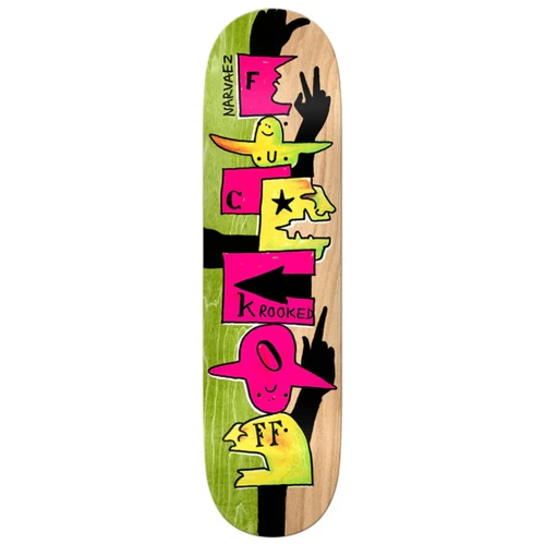 Krooked Narvaez F-Off Skateboard Deck Natural Green 8.38x14.5WB