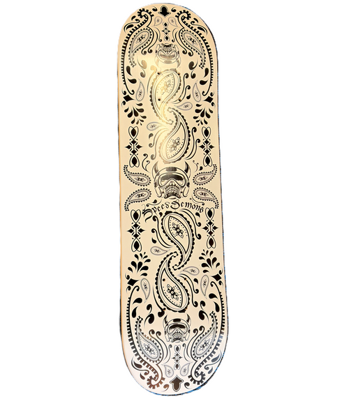 Speed Demon Bandana Skateboard Deck w/Grip White Black 8