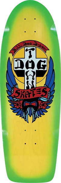 DOGTOWN BULL DOG OG 70S CL. SKATEBOARD DECK-10X29.6 FLO.YEL/GRN