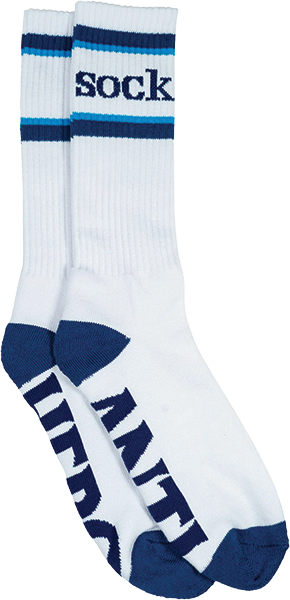 ANTI HERO SOCK LOGO CREW SOCK WHITE/NAVY/CYAN