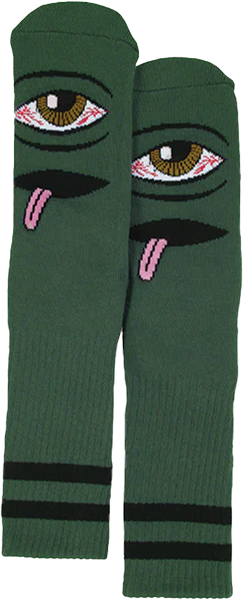 TOY MACHINE BLOODSHOT EYE CREW SOCKS FOREST GREEN 1pr