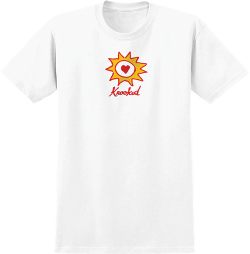 KROOKED SUN HEART SS TSHIRT XL-WHITE/RED/YEL