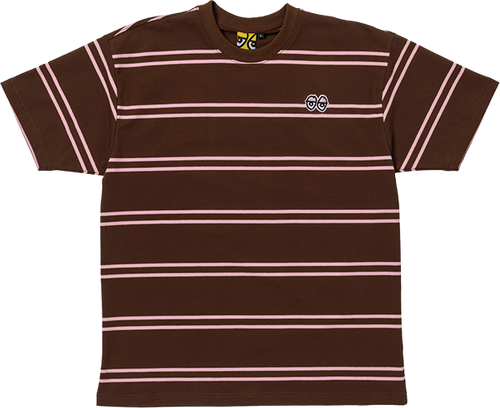 KROOKED EYES EMB STRIPE SS TSHIRT XL-BROWN/PINK/BLK/WHT