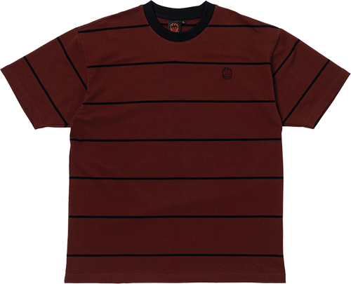 SPITFIRE BIGHEAD EMB STRIPE SS TSHIRT L-BURGUNDY/BLK