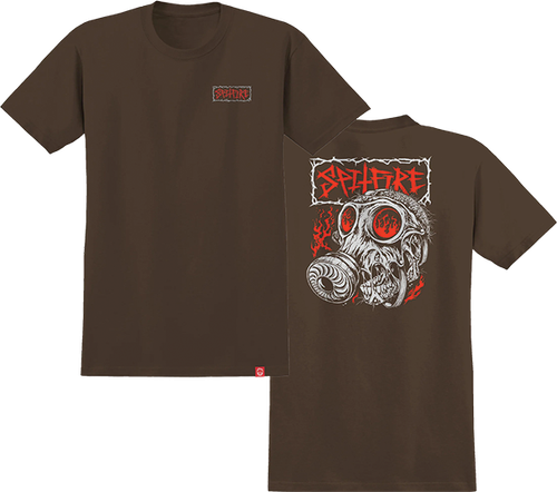 SPITFIRE GAS MASK SS TSHIRT M-DARK CHOCOLATE
