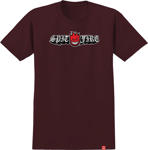 SPITFIRE OLD E DROP BIGHEAD SS TSHIRT XL-BURGUNDY/RED/BLK/WHT