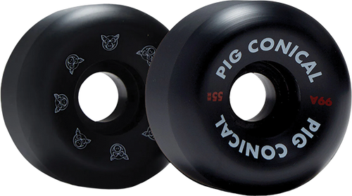 PIG CONICAL 55MM 99A BLACK WHEELS SET