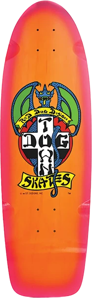 DOGTOWN RED DOG 70S CLASSIC SKATEBOARD DECK9X30 TRANS ORG/MAGENTA
