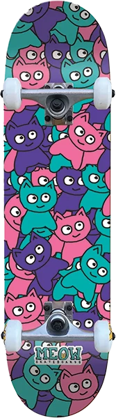 MEOW STICKER PILE SKATEBOARD COMPLETE-7.75 CMYK MULTI