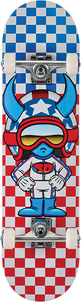 SPEED DEMONS DEMONS STARS SKATEBOARD COMPLETE-8.0 RED/WHT/BLUE CHECKS
