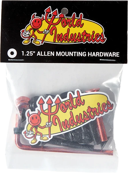 WORLD INDUSTRIES HARDWARE SET ALLEN 1.25" BLACK W/RED