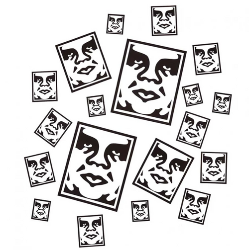 Obey Icon Face Sticker Pack White Black ASST