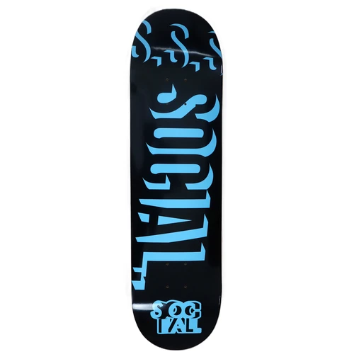 Social Hit Stix Skateboard Deck Black Blue 8.25 -S