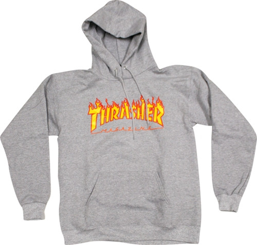 THRASHER Flame HD/SWEATSHIRT MEDIUM GREY