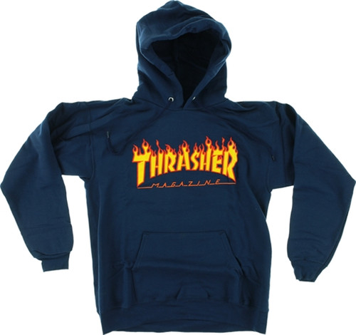 THRASHER Flame HOODY SWEATSHIRT LARGE  NAVY