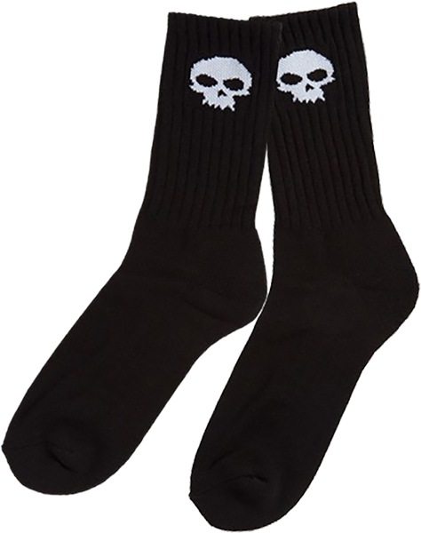 ZERO SKULL CREW SOCKS BLK WHT single pair