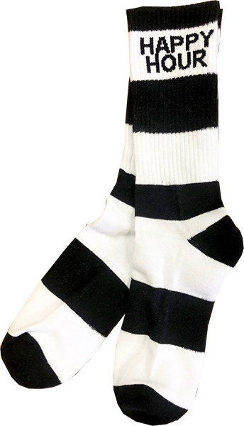 HAPPY HR STRIPES CREW SOCKS BLACK & WHITE