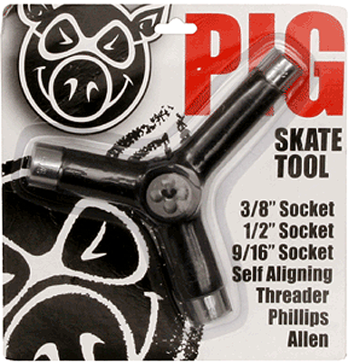 PIG SKATE SKATE TOOL-BLACK tri-socket threader