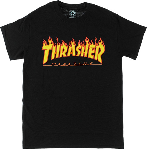 THRASHER FLAME SS Tshirt LARGE-BLACK