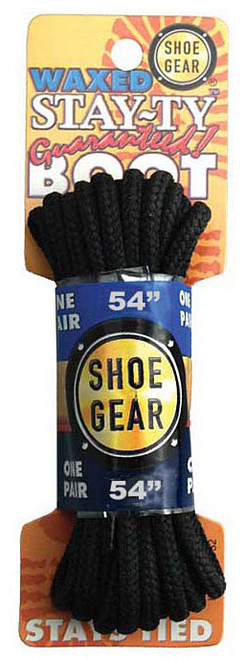 SHOE GEAR WAXED BOOT LACES 54" BLK/BLK