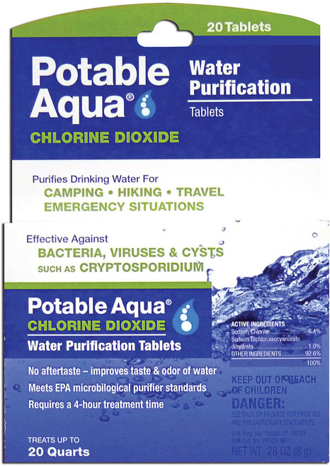POTABLE AQUA PA CHLORINE DIOXIDE TAB 20 PK