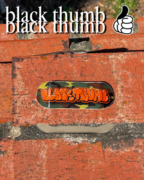 BlackThumb Hunting Logo Fingerboard Deck Camo Orange 32mm Medium