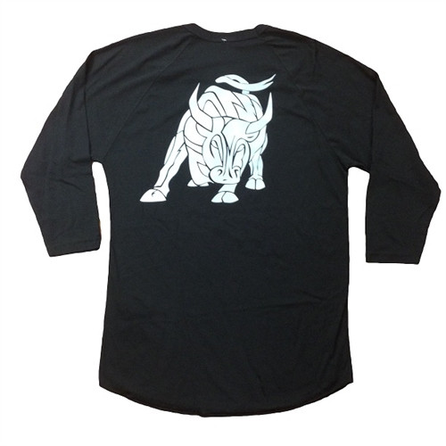 Boardparadise Stacked Big Bull Logo Raglan 3/4 Sleeve Black Black