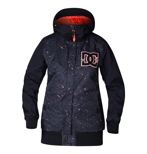 DC Squad Womens Snow Jacket Black Orange