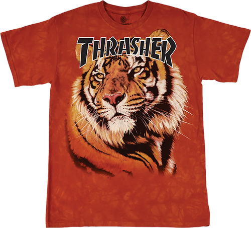 THRASHER TIGER SS TSHIRT SMALL ORANGE DYE