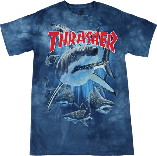 THRASHER SHARK SS TSHIRT SMALL BLUE DYE
