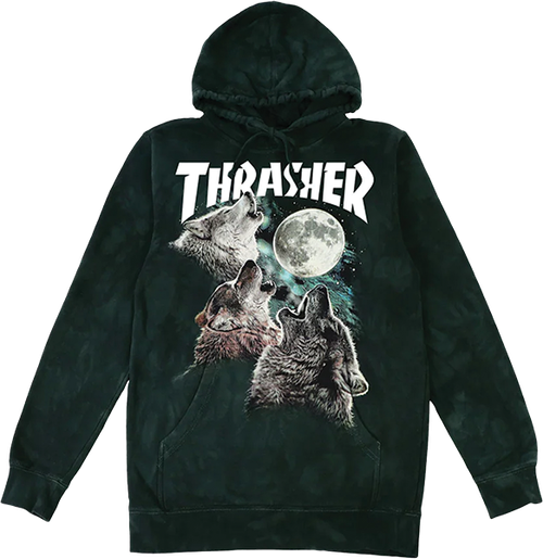 THRASHER WOLVES HOODIE SWEATSHIRT XXLARGE BLACK