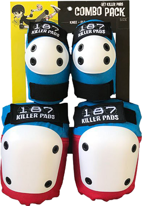 187 COMBO PACK KNEE/ELBOW PAD SET XSMALL RED/WHT/BLU