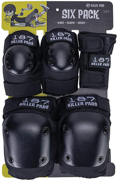 187 6-PACK JR. COMBO PAD SET KNEE WRIST ELBOW-BLK